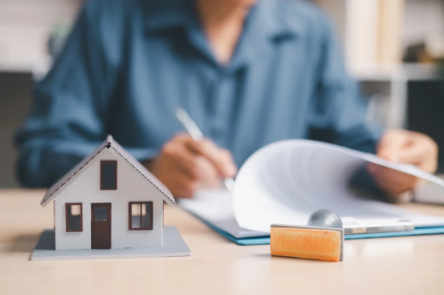 Rental agreement being reviewed before a tenant move-in