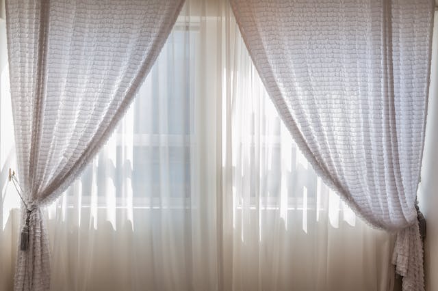 heavy curtains on windows